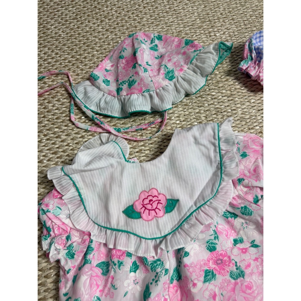 Vintage Baby Girl Floral Patchwork Romper Jumpsuit Bundle 6-9 Cottagecore 90's - Picture 3 of 11